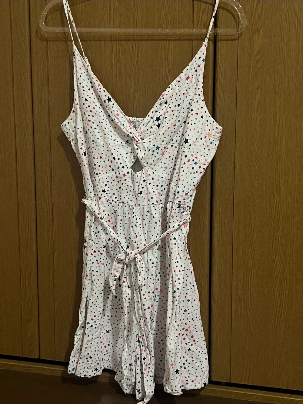 LOFT White Star-Print Tie-Waist Romper Size 6